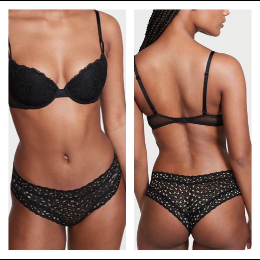 Victoria's Secret Lacie Black Gold Shimmer Cheeky Panty Small